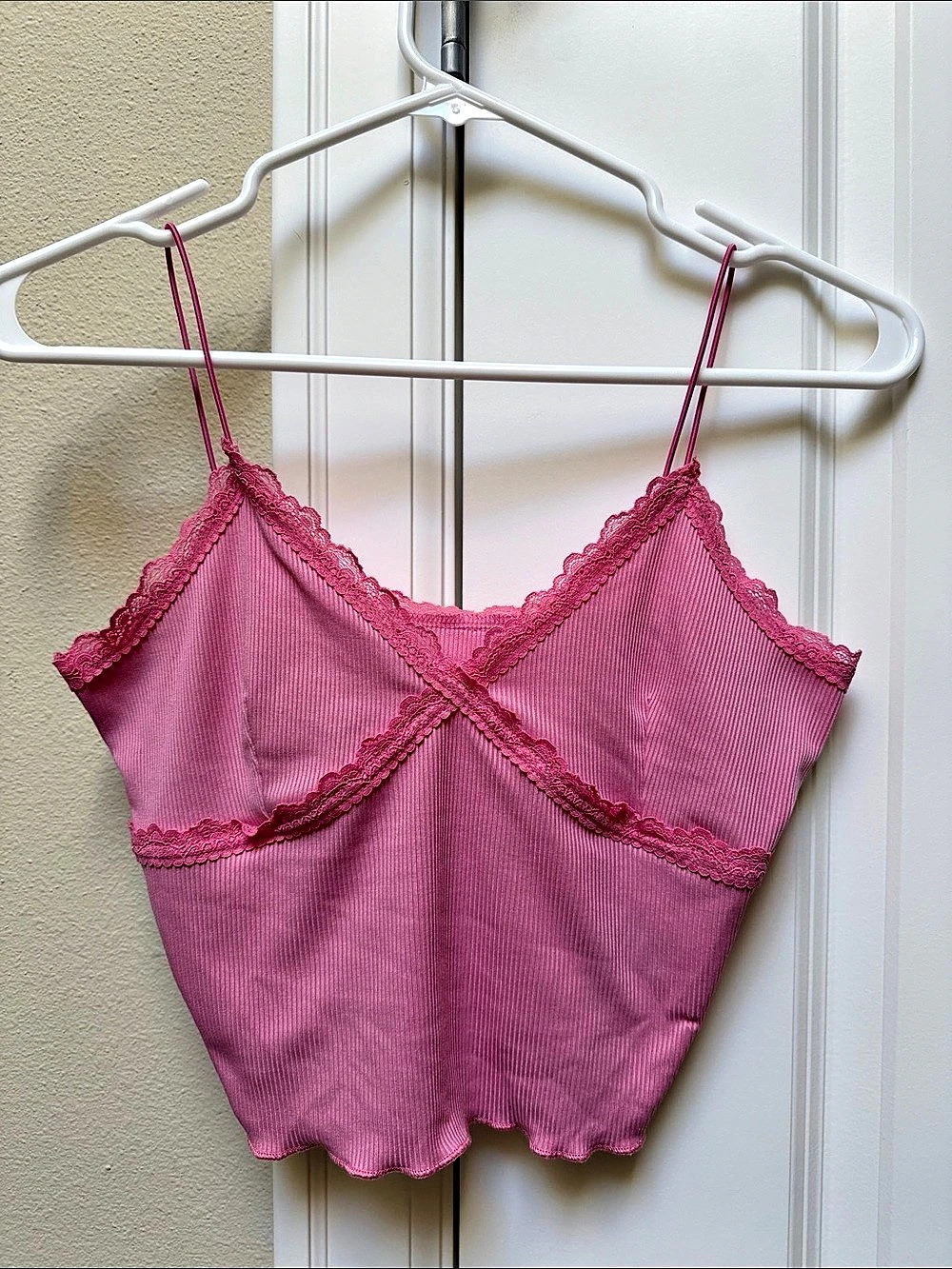 SHEIN Pink Lace Trim Camisole Size Small